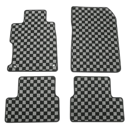 Black Gray Plaid Front & Rear Floor Mats Polypropylene | 2012-2015 Honda Civic Coupe