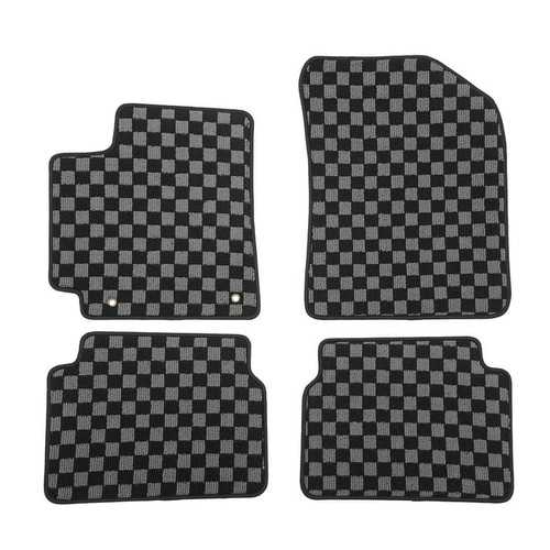 Black Gray Plaid Front & Rear Floor Mats Polypropylene | 2008-2013 Toyota Corolla