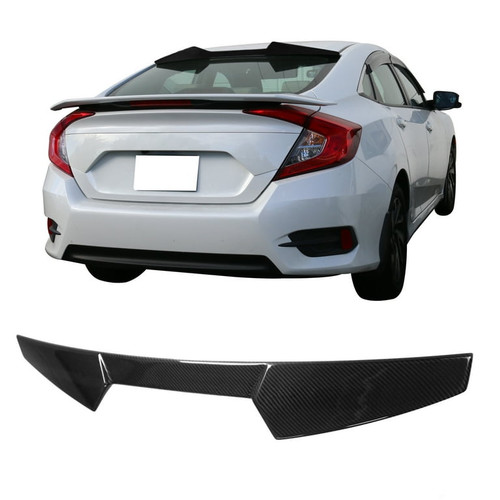 High Kick V-Style Dry Carbon Fiber Roof Spoiler Wing | 2016-2021 Honda Civic Sedan