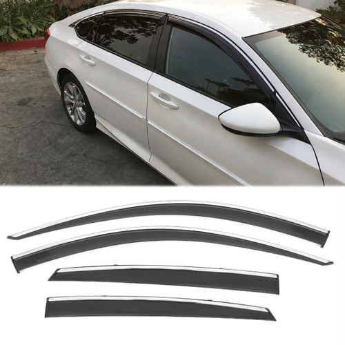 Mugen Style w/ Chrome Trim Window Visors Rain Guard Deflectors | 2018-2025 Honda Accord Sedan