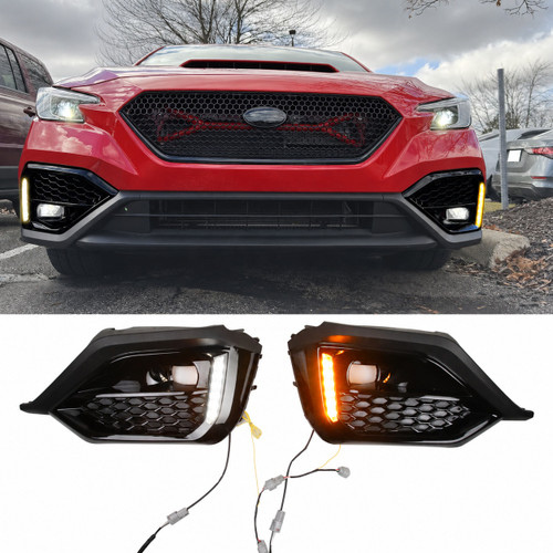 Fog Light Bezels w/ LED White DRL + Yellow SwitchBack Turn Signals | 2022-2026 WRX
