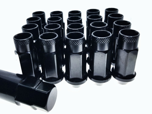 Black Steel Tuner Lug Nuts - Open Ended 55mm