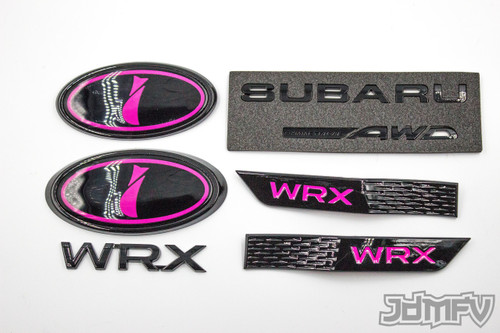 GIFT PACK - GLOSS black WRX, Symmetrical AWD, GLOSS black fender, PINK front/rear emblem "i" (2015-2021 WRX)