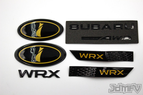 GIFT PACK - GLOSS black WRX, Symmetrical AWD, GLOSS black fender, GOLD front/rear emblem "i" (2015-2021 WRX)