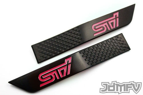 STI Fender Badge Garnish - Satin Black / Red (2015-2021 STI)