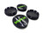 Replacement Gloss Black Center Caps with 3d Logo - GREEN (56mm)