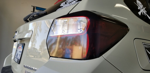 Smoked Tail Light Overlays with Reverse/Blinker Cut Out  (2012-2016 Impreza)
