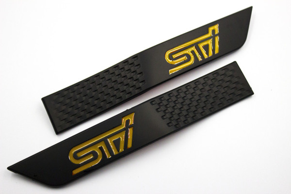 STI Fender Badge Garnish - Satin Black / Gold (2015-2020 STI)