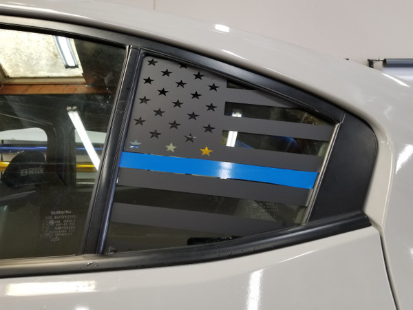 Thin Blue Line American Flag Quarter Window Decal (20172020 Impreza Sedan)