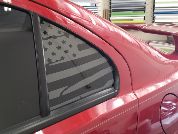 Distressed American Flag Quarter Window Decal (2008-2017 Lancer / EVOX)