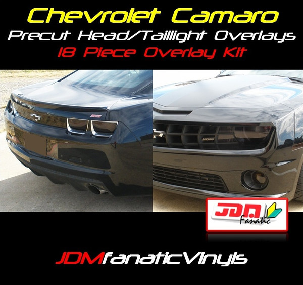 10-13 Chevrolet Camaro 18pcs Precut Smoked Tail Light, Fog Light, Markers, Reverse, Blinker Overlays Tint