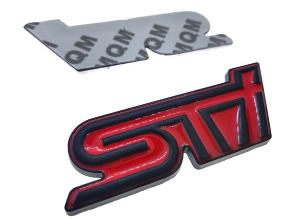 STI Trunk Emblem Red/Black - Alloy