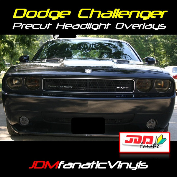 08-12 Dodge Challenger Precut Smoked Head Light & Fog Light Overlays Tint