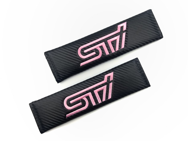 STI Carbon Fiber Seat Belt Shoulder Pads Cover - Pink