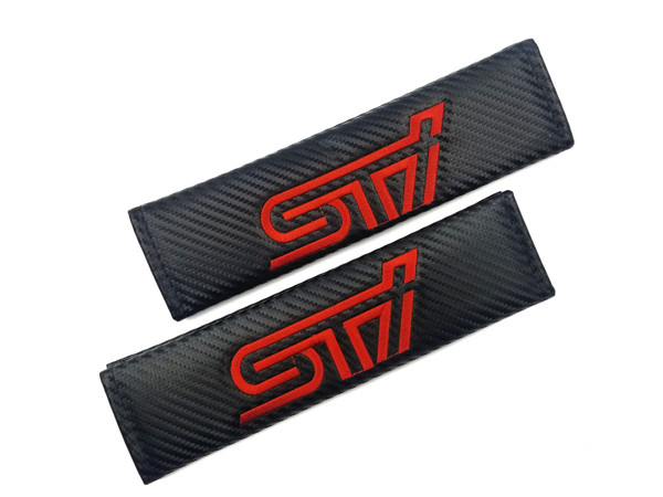 STI Carbon Fiber Seat Belt Shoulder Pads Cover - Red