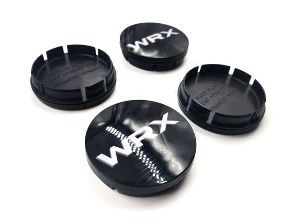 Replacement Gloss Black Center Caps with 3d Logo - WHITE (56mm)