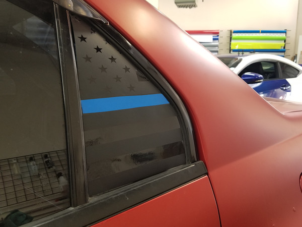 Thin Blue Line Quarter Window Decal (06-07 EVO 9)