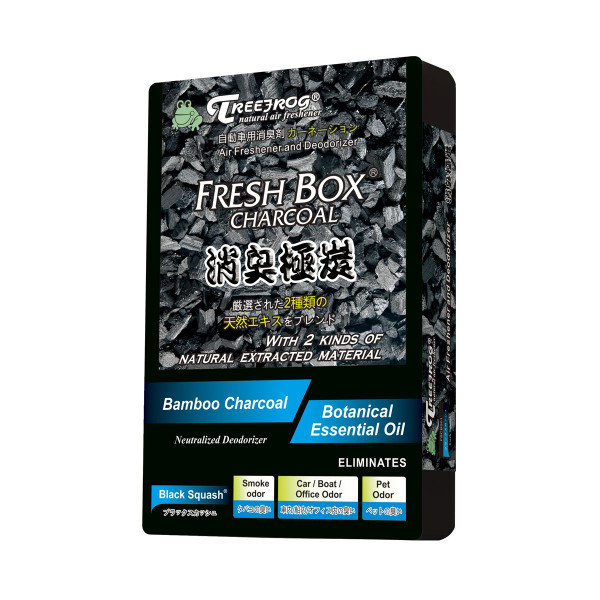 Treefrog Fresh Box Bamboo Charcoal Car Air Freshener Scent - Black Squash
