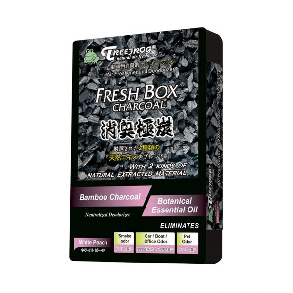 Treefrog Fresh Box  Bamboo Charcoal Car Air Freshener Scent - White Peach