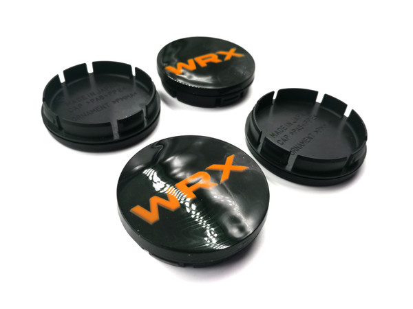 Replacement Gloss Black Center Caps with 3d Logo - ORANGE (56mm)
