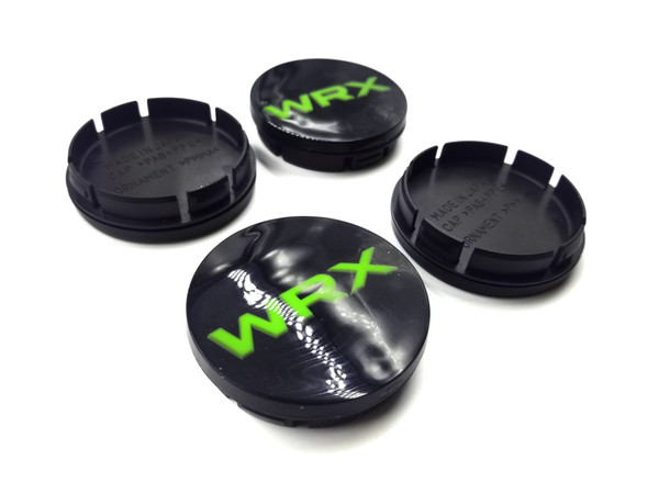 Replacement Gloss Black Center Caps with 3d Logo - GREEN (56mm)