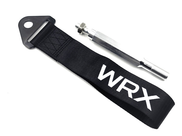 Tow Strap Front or Rear with Mounting Rod - Black (WRX)
