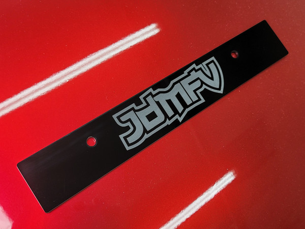 Vanity Plate Delete JDMFV Logo Engraved -  Gloss Black Acrylic
