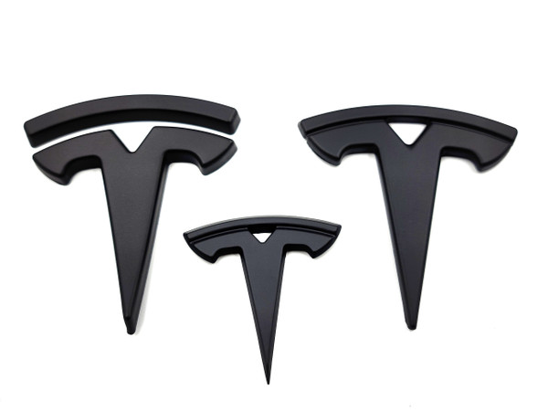 Matte Black - Emblem Cover For  Front, Rear, and Steering Wheel (Tesla Model Y)