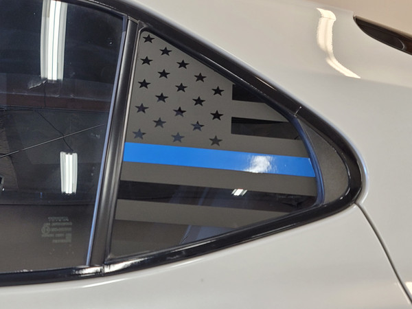 Thin Blue Line American Flag Quarter Window Decal (2018-2021 Camry)