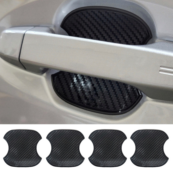 4pcs - Door Handle Bowl Cover Anti Scratch - TPU Carbon Fiber look