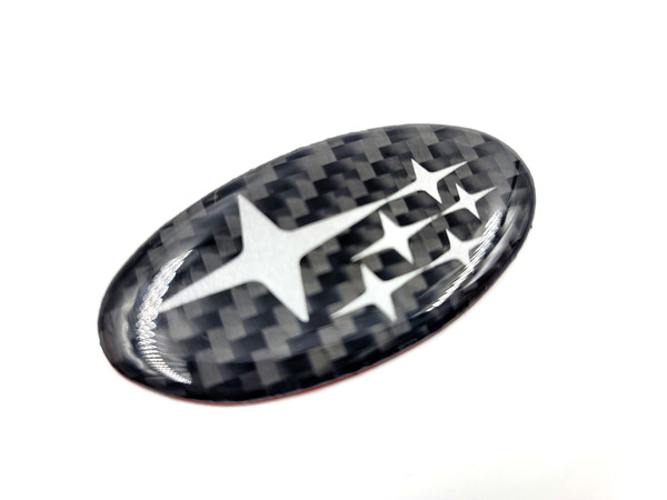 Carbon Fiber DOMED Steering Wheel Badges - Black Carbon Fiber/White Stars