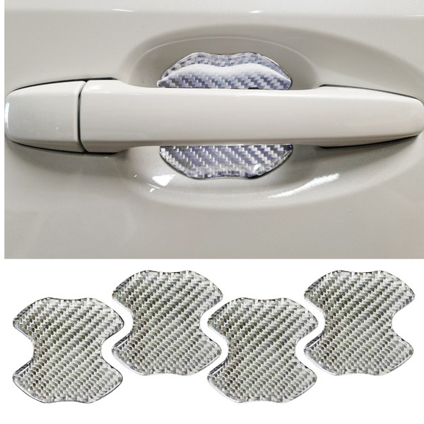 4pcs - Door Handle Bowl Cover Anti Scratch - Real Carbon Fiber (Silver)