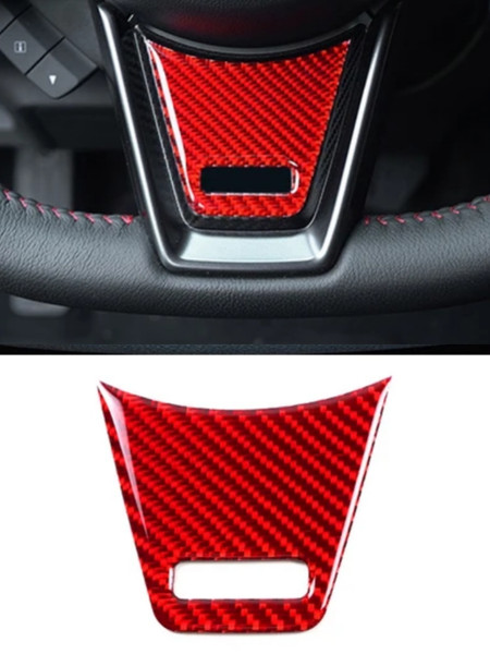 Red Carbon Fiber Domed Steering Wheel Trim - 100% Real Carbon Fiber (2022-2024 WRX)