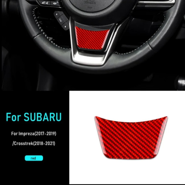 Red Carbon Fiber Domed Steering Wheel Trim - 100% Real Carbon Fiber (2018-2023 Impreza/ Crosstrek)