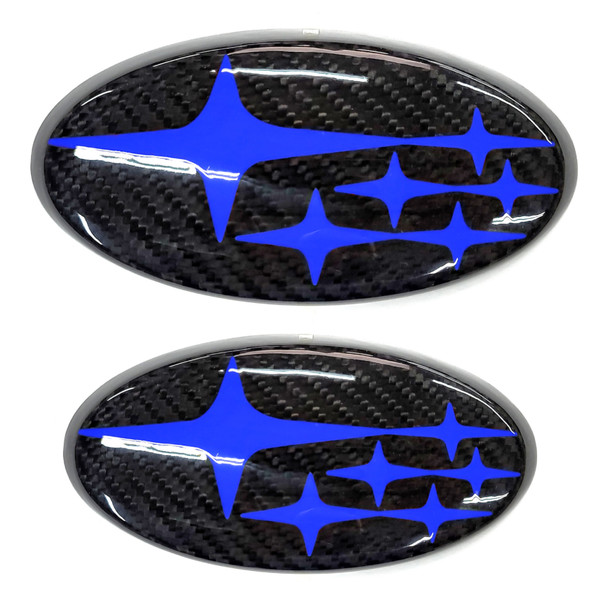 Blue - Front and Rear Carbon Fiber Frameless Emblem Set (2022-2024 WRX)