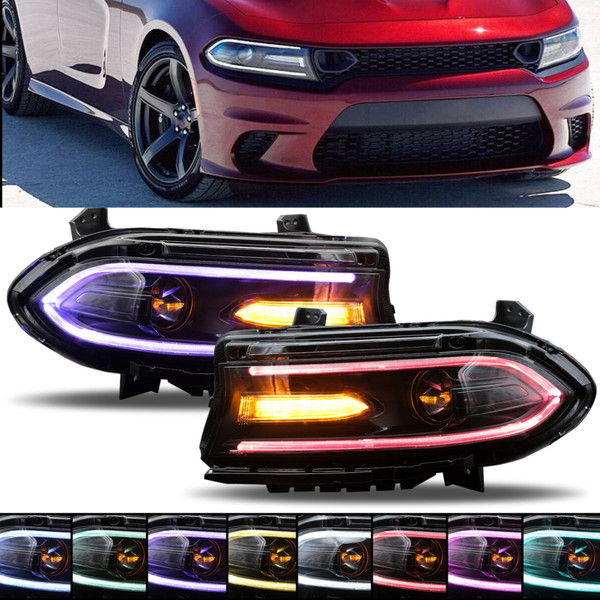 DRL LED Headlights Left Right Side w/ 7 Colors | 2015-2023 Charger