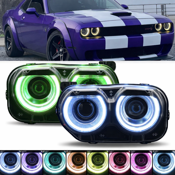 DRL LED Headlights Left Right Side w/ 10 Colors | 2015-2023 Dodge Challenger