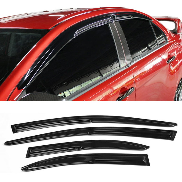 Mugen Style Visors Rain Guard Deflectors | 2008-2017 Mitsubishi Lancer EVO