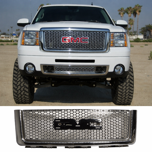 Chrome Grille w/ Round Hole Front Mesh ABS | 2007-2013 GMC Sierra 1500 