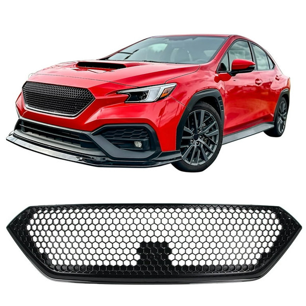 Gloss Black Sport Style Honeycomb Front Bumper Grille ABS | 2022-2026 Subaru WRX
