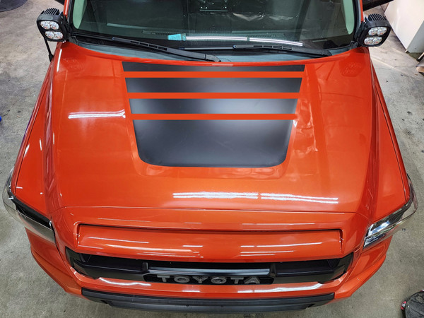 Strobe  Hood stripe Wrap kit graphic - Type E | 2014-2021 Toyota Tundra