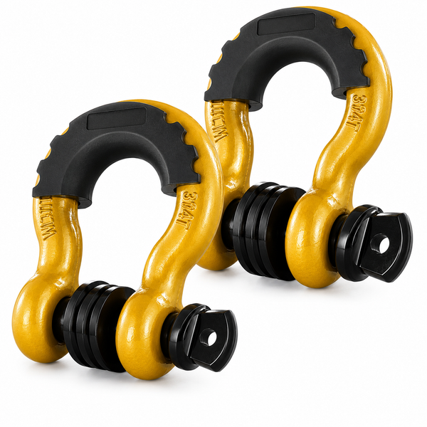 GOLD/BLACK Front or Rear Off Road Tow Hooks Heavy Duty 3/4 Inch D Ring Shackle 