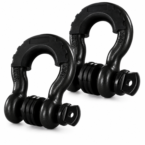 BLACK Front or Rear Off Road Tow Hooks Heavy Duty 3/4 Inch D Ring Shackle 