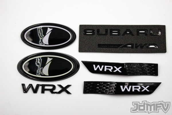 GIFT PACK - GLOSS black WRX, Symmetrical AWD, GLOSS black fender, WHITE front/rear emblem "i" (2015-2021 WRX)