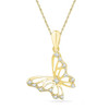 10kt Yellow Gold Womens Round Diamond Butterfly Bug Pendant 1/12 Cttw