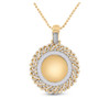 14kt Yellow Gold Mens Round Diamond Cuban Link Circle Picture Memory Pendant 3-1/4 Cttw