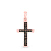 14kt Rose Gold Womens Round Brown Diamond Cross Pendant 1/10 Cttw