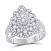 14kt White Gold Round Diamond Cluster Pear Bridal Wedding Engagement Ring 1-3/4 Cttw