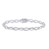 Sterling Silver Womens Round Diamond Infinity Bracelet 1/10 Cttw