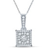 10kt White Gold Womens Round Diamond Square Pendant 1/4 Cttw